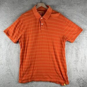 Old Navy Men's Polo Shirt Size XL Orange Stripe Short Sleeve Button-Up